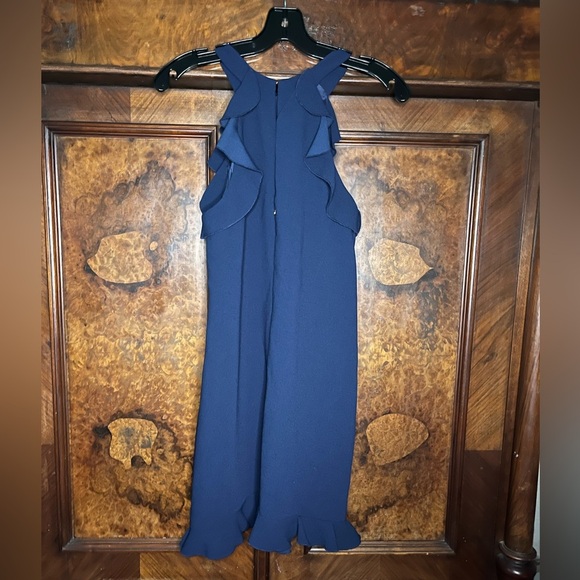 EUC Trina Turk- Navy Blue Halter Ruffle Dress. Size 0. - Picture 2 of 5